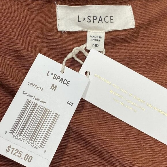 NEW L*SPACE Women's Summer Feels Maxi Skirt Brown Size M – Linen Blend